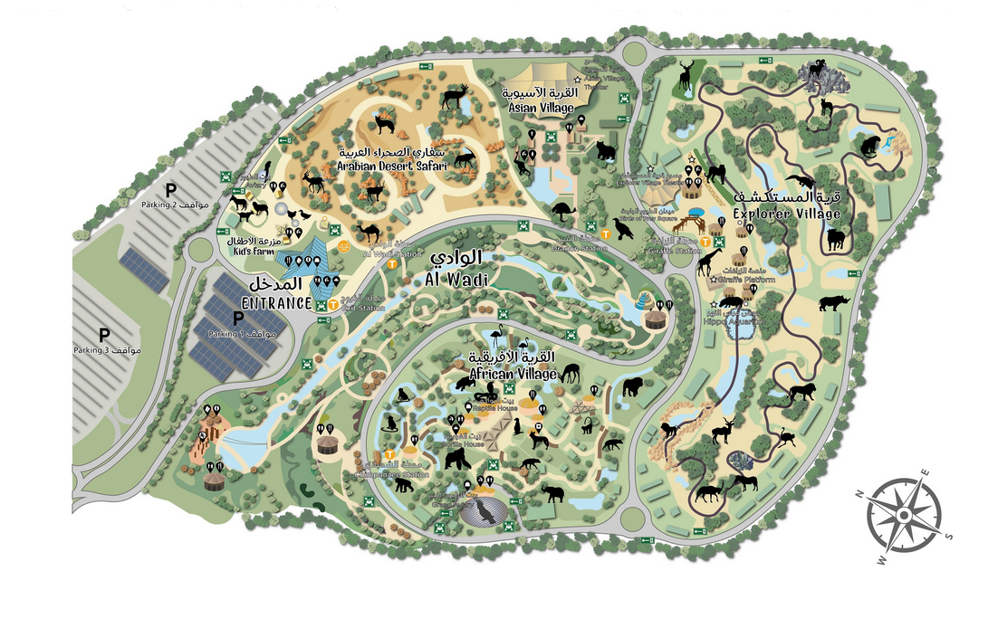 Сафари-парк в Дубае - Карта парка