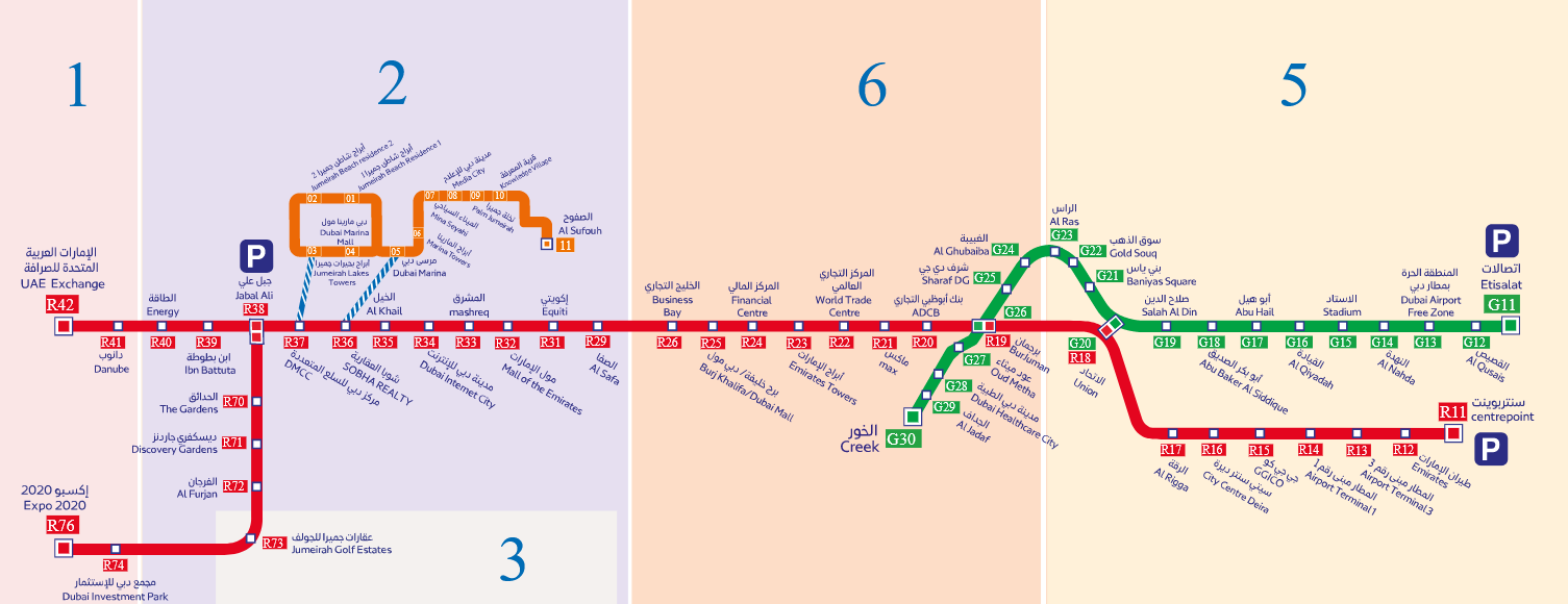 Метро в Дубае - Карта метро в Дубае